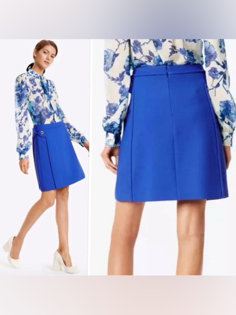 Tory Burch Jane Blue Dahlia A Line Mini Skirt 6